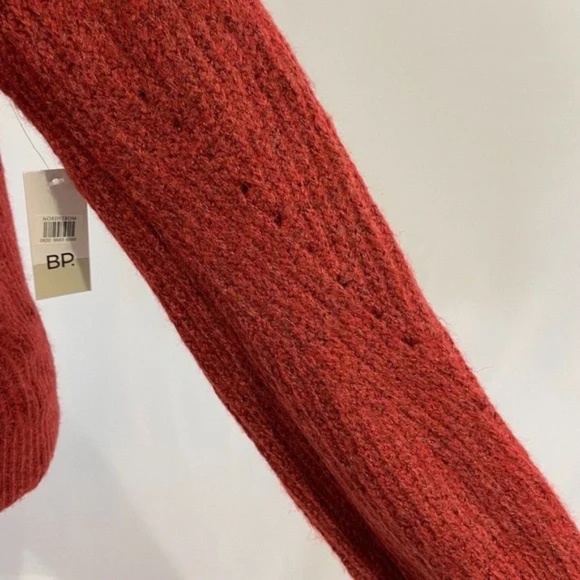 New BP Pointelle Chunky Knit Long Sleeve Oversized Sweater Red Rhubarb Size XXS - Picture 10 of 16